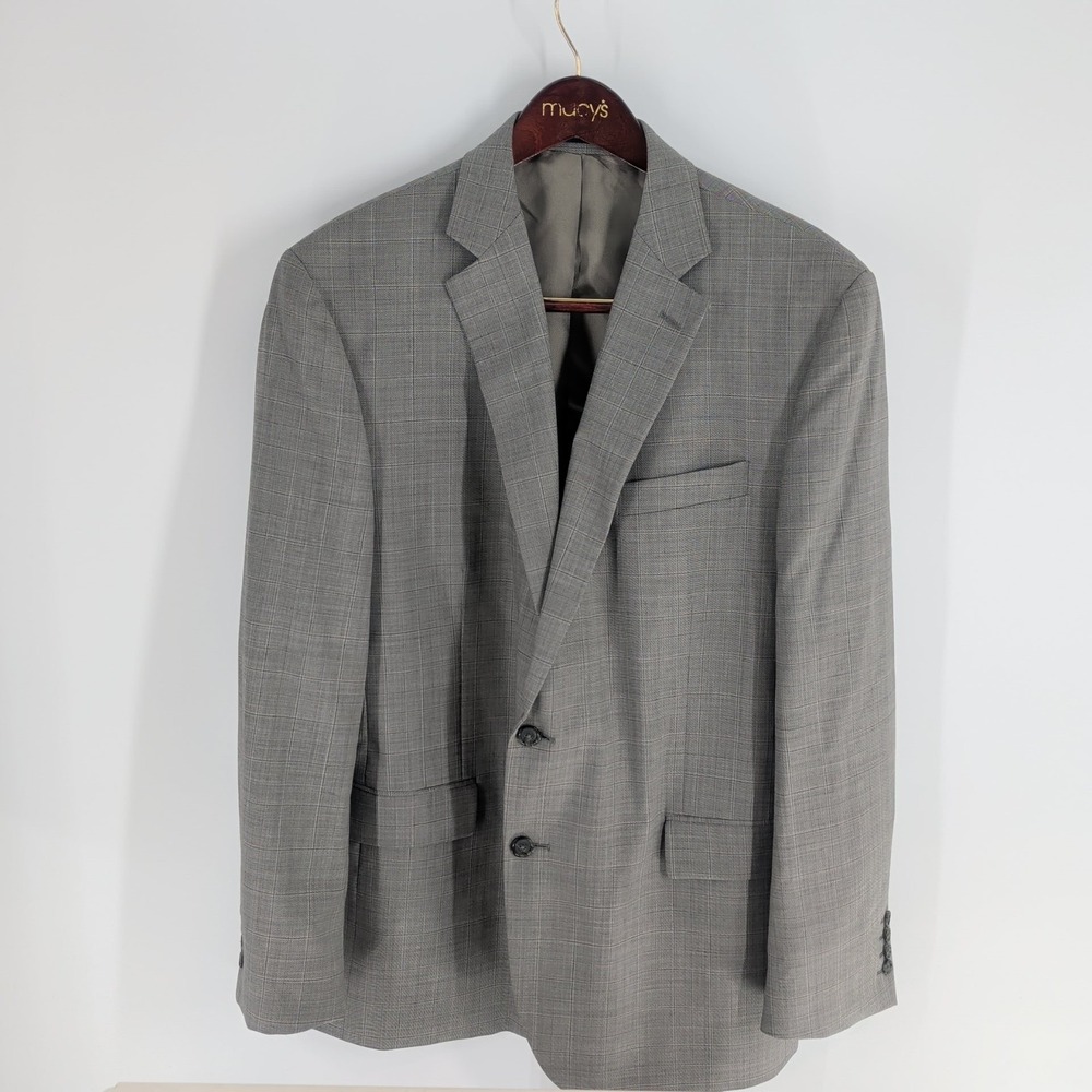 Stafford Tailored Culture 2-Button Check Sport Coat Classic Blazer Brown Sz 46 R
